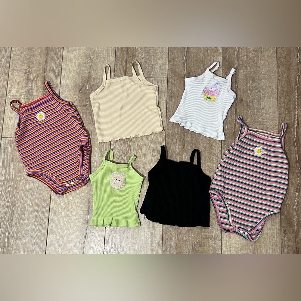🌟3/$22🌟 Bundle of 6 summer girl tops. Size 9-12 months. SHEIN